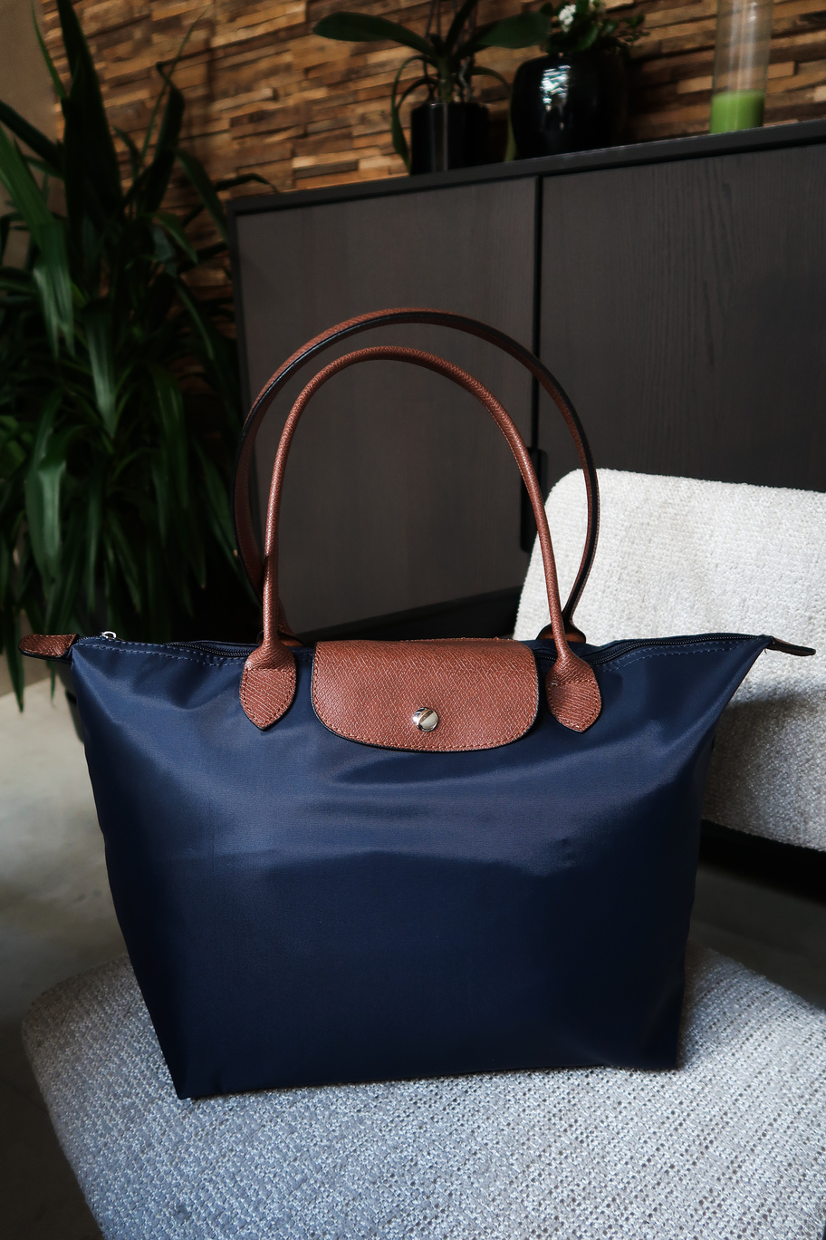 LE PLIAGE LARGE NAVY/ CAMEL